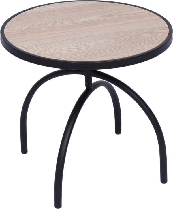 Udendørs sidebord/sofabord Nordlys Furniture Yoki i sort epoxy og FSC-træ Ø45xH41,5 cm