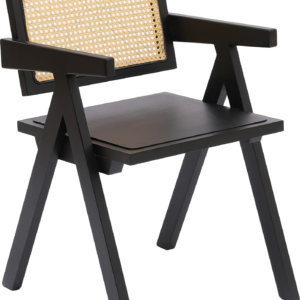 Udendørs spisebordsstol Nordlys Furniture Madeira i FSC asketræ med sort træ-rattanflet ergonomisk vejbestandig færdigmonteret havestol