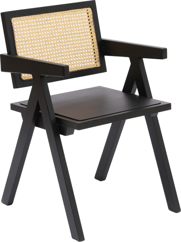 Udendørs spisebordsstol Nordlys Furniture Madeira i FSC asketræ med sort træ-rattanflet ergonomisk vejbestandig færdigmonteret havestol