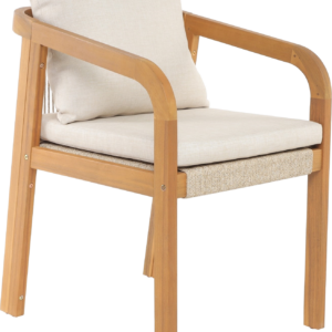 Udendørs spisebordsstol havestol Nordlys Furniture Delgado FSC-acacietræ vejrbestandig beige stofpolstring
