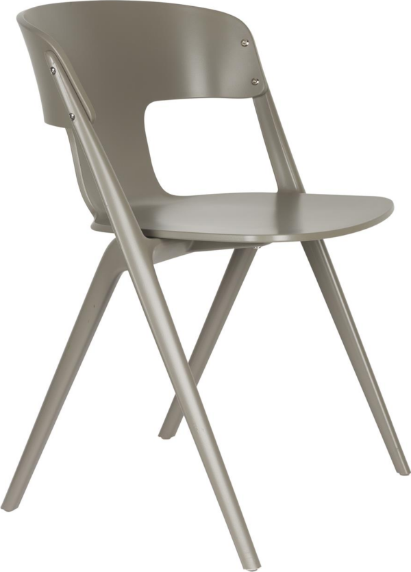 Udendørs spisebordsstol/havestol Zuiver Horizon stengrå polypropylenplast 75x57,5x52,5 cm