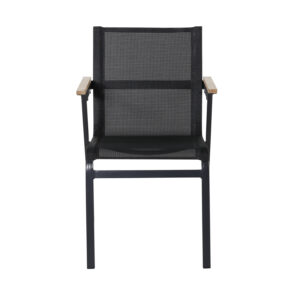VENTURE DESIGN Mexico havestol, m. armlæn - natur teaktræ, sort textilene og aluminium