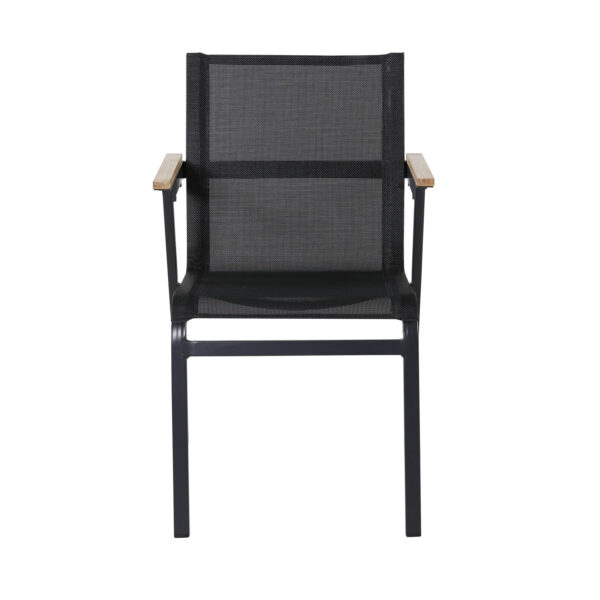 VENTURE DESIGN Mexico havestol, m. armlæn - natur teaktræ, sort textilene og aluminium