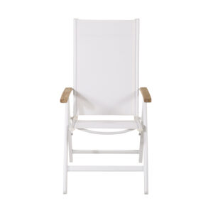 VENTURE DESIGN Panama Light 5 pos. havestol, m. armlæn - hvid textilene og aluminium, natur teaktræ