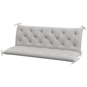3-Personers bænkehynde 150x98x8 cm med stropper, bænkehynde til havemøbler og verandagynge, lysegrå