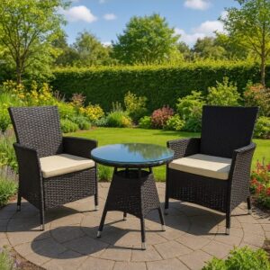 FRIDA Loungesæt i polyrattan og polyester - Mørkebrun/Creme