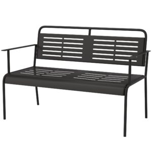 - Havebænk med sæde, vejrbestandig bænk, vandafvisende havemøbler med ryg- og armlæn 121 x 64 x 84 cm, sort