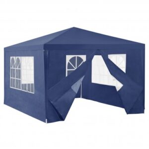 Havepavillon med sider i stål og polyethylene 400 x 300 cm - Blå