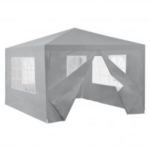 Havepavillon med sider i stål og polyethylene 400 x 300 cm - Grå