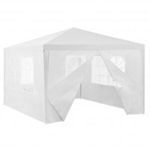 Havepavillon med sider i stål og polyethylene 400 x 300 cm - Hvid