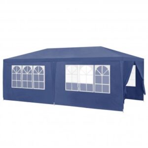 Havepavillon med sider i stål og polyethylene 600 x 300 cm - Blå