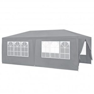 Havepavillon med sider i stål og polyethylene 600 x 300 cm - Grå