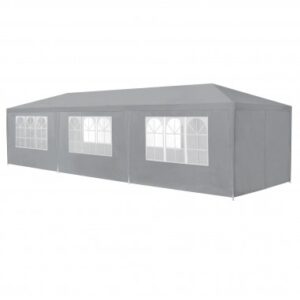 Havepavillon med sider i stål og polyethylene 900 x 300 cm - Grå