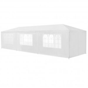 Havepavillon med sider i stål og polyethylene 900 x 300 cm - Hvid