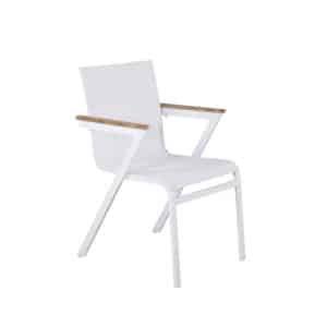 VENTURE DESIGN Mexico havestol, m. armlæn - natur teak, hvid textilene og aluminium