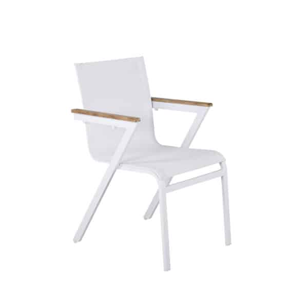 VENTURE DESIGN Mexico havestol, m. armlæn - natur teak, hvid textilene og aluminium