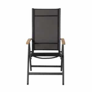 VENTURE DESIGN Panama Light 5 pos. havestol, m. armlæn - sort textilene og aluminium, natur teaktræ