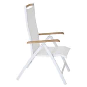 VENTURE DESIGN Panama havestol m. 5 positioner og armlæn - hvid stof og aluminium samt natur teaktræ