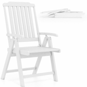 Havestol i stål og HDPE H101 cm - Hvid