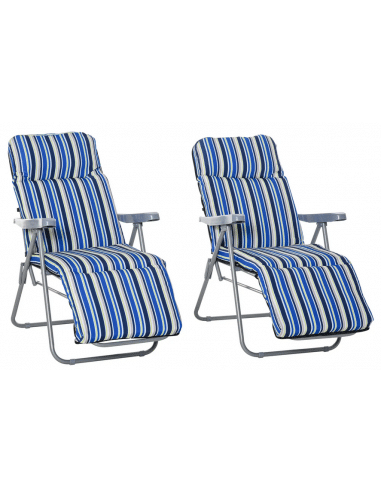 Sæt med 2 x Liggestole i stål og polyester H102 cm - Grå/Multi