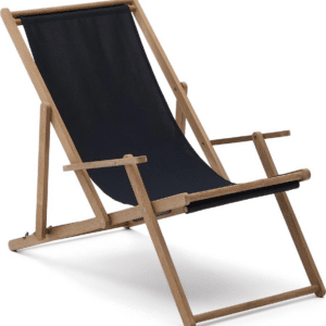 Udendørs foldbar hængekøjestol Kave Home Vilara i sort akacietræ med mesh-sæde