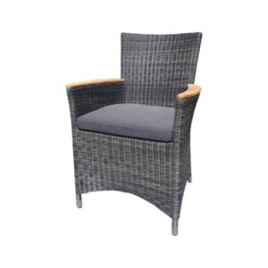 Boston havestol med teak armlæn - Grå