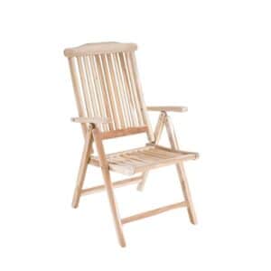 Høj havestol i massiv teak med armlæn
