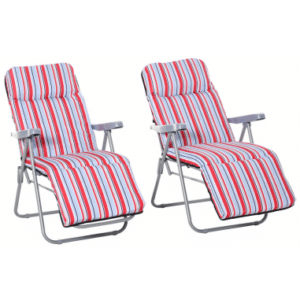 Sæt med 2 x Liggestole i stål og polyester H102 cm - Grå/Multi