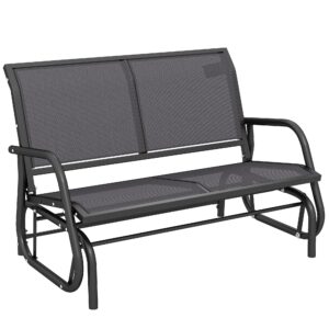 2-personers gyngestol havebænk med vippemekanisme, metal havegyngebænk, parkbænk, lasteevne op til 200 kg, havemøbler til have, terrasse, veranda, 120 x 70 x 85 cm, grå