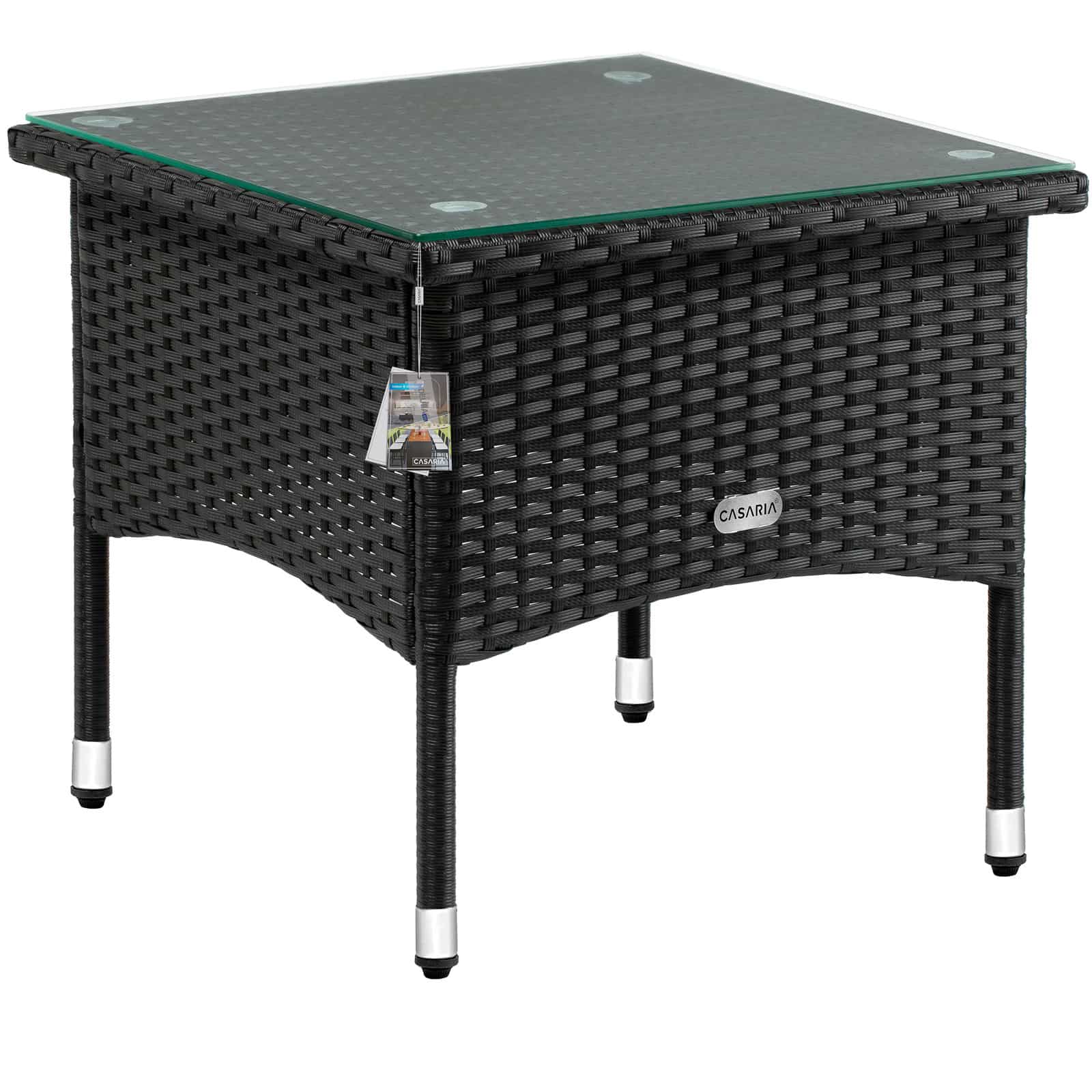 Havebord i polyrattan - sort sidebord til terrassen, 50 x 50 x 45 cm
