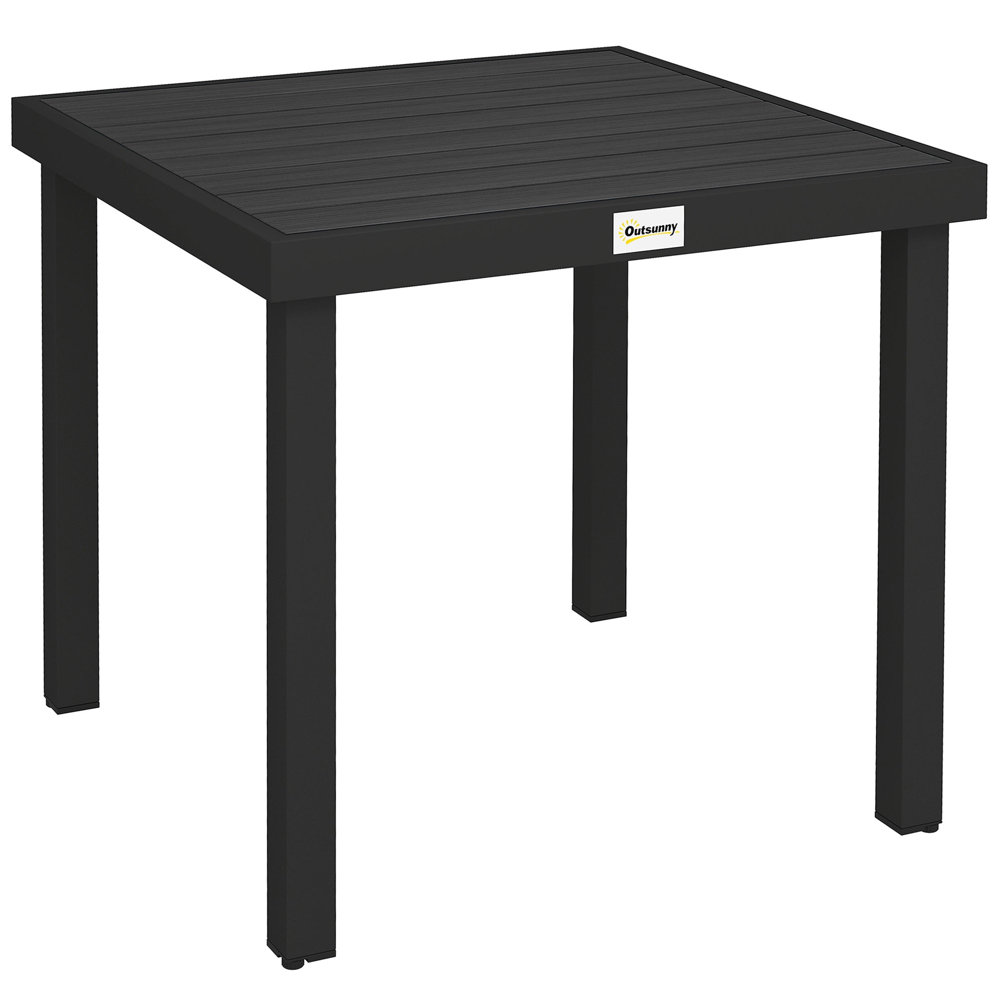 Havebord til 4 personer, spisebord, aluminiumsbord, havemøbler, loungemøbler, letplejelig plastik, sort, 78 x 78 x 74 cm