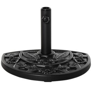 Parasolfod, halvrund, 9 kg, blomsterdesign, HDPE/cement, til parasolstænger Ø35/38/48 mm