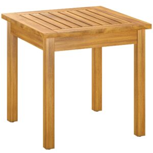 Sidebord 48 x 48 cm, vejrbestandigt havebord med lameldesign og justerbare fødder, firkantet