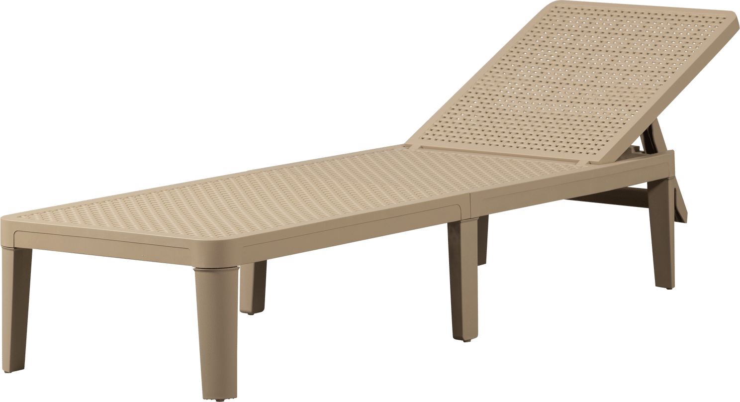 Udendørs liggestol/strandstol WOOOD Jinte, beige polypropylen, 4-trins justerbart ryglæn, let og fugtafvisende