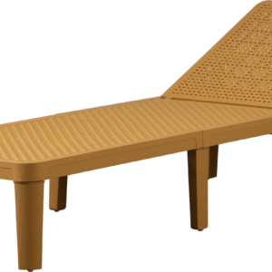 Udendørs liggestol/strandstol WOOOD Jinte - gul polypropylen PP, 4 ryglænspositioner, 191 cm