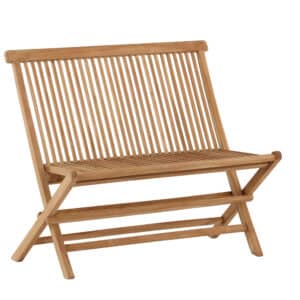 VENTURE HOME Ghana havebænk, m. ryglæn, foldbar - natur træ (100x47)