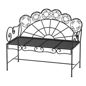 2-personers havebænk, robust, rustfri parkbænk, havemøbler til terrasse, have og generelle udendørsområder, 107 cm x 55,5 cm x 90,5 cm, sort