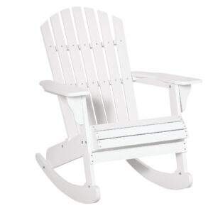 Adirondack havestol, gyngestol, havelænestol, havemøbler, balkonstol, hvid, 77 x 94 x 97 cm