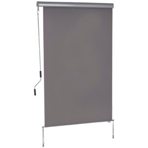 Lodret markise, balkonmarkise, lodret markise, læhegn, rullegardin til siden, privatlivsskærm med håndsving, polyesterstof + aluminium, grå, 200 x 120 cm
